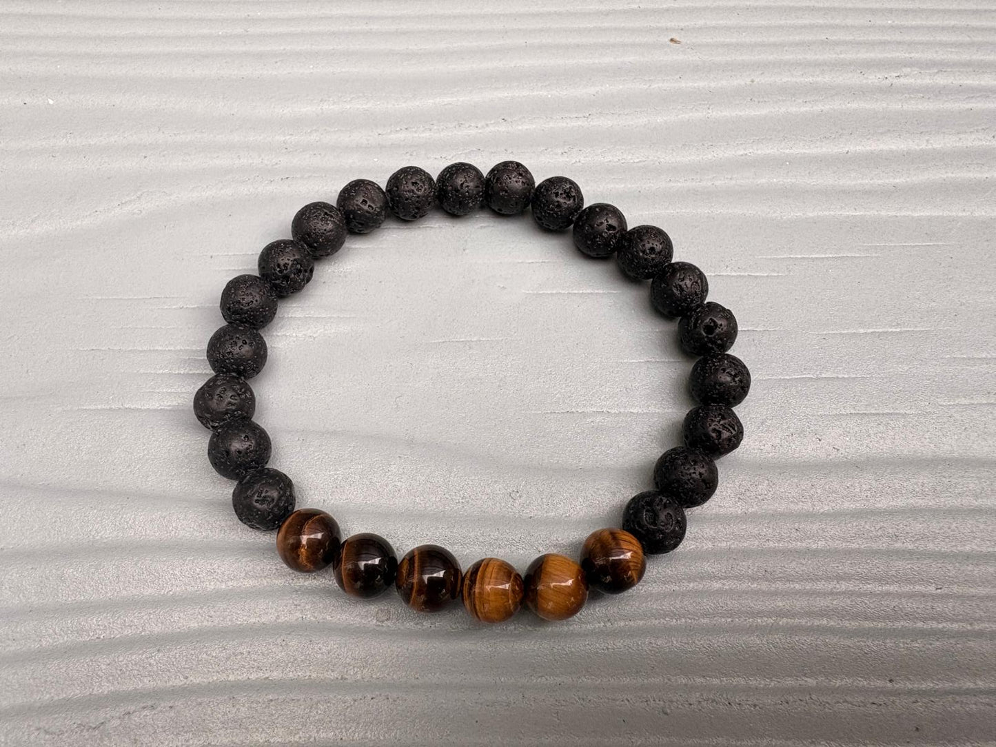 Lava/Tijgeroog herenarmband 8 mm