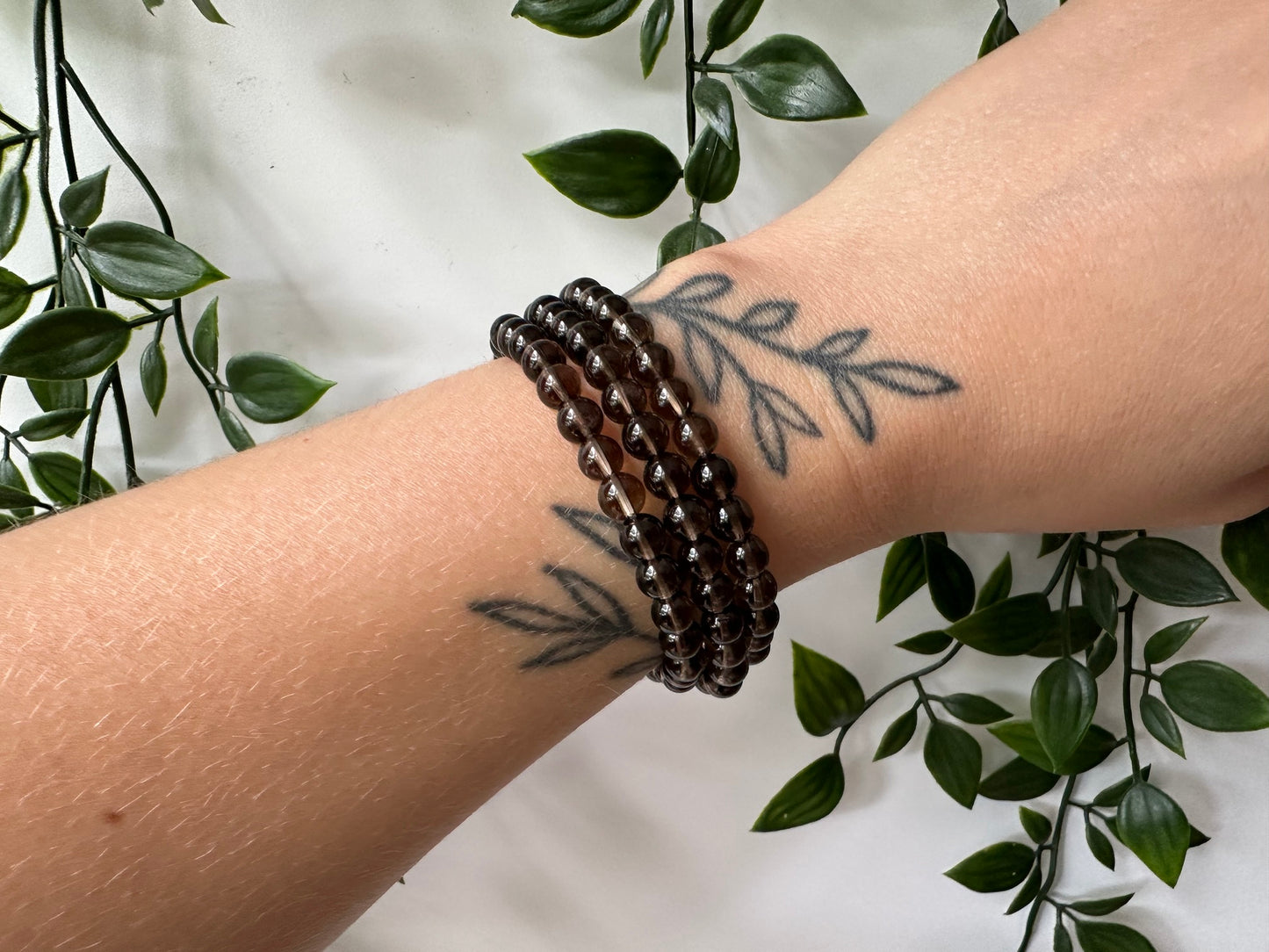 Rookkwarts armband 6mm kralen