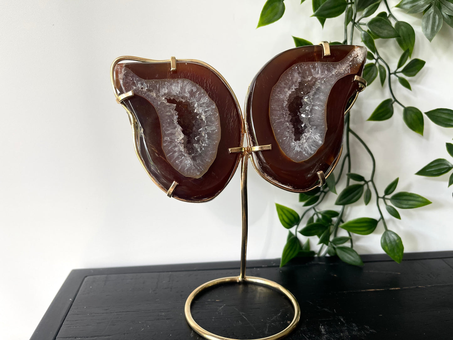 Agaat geode vlinder op standaard