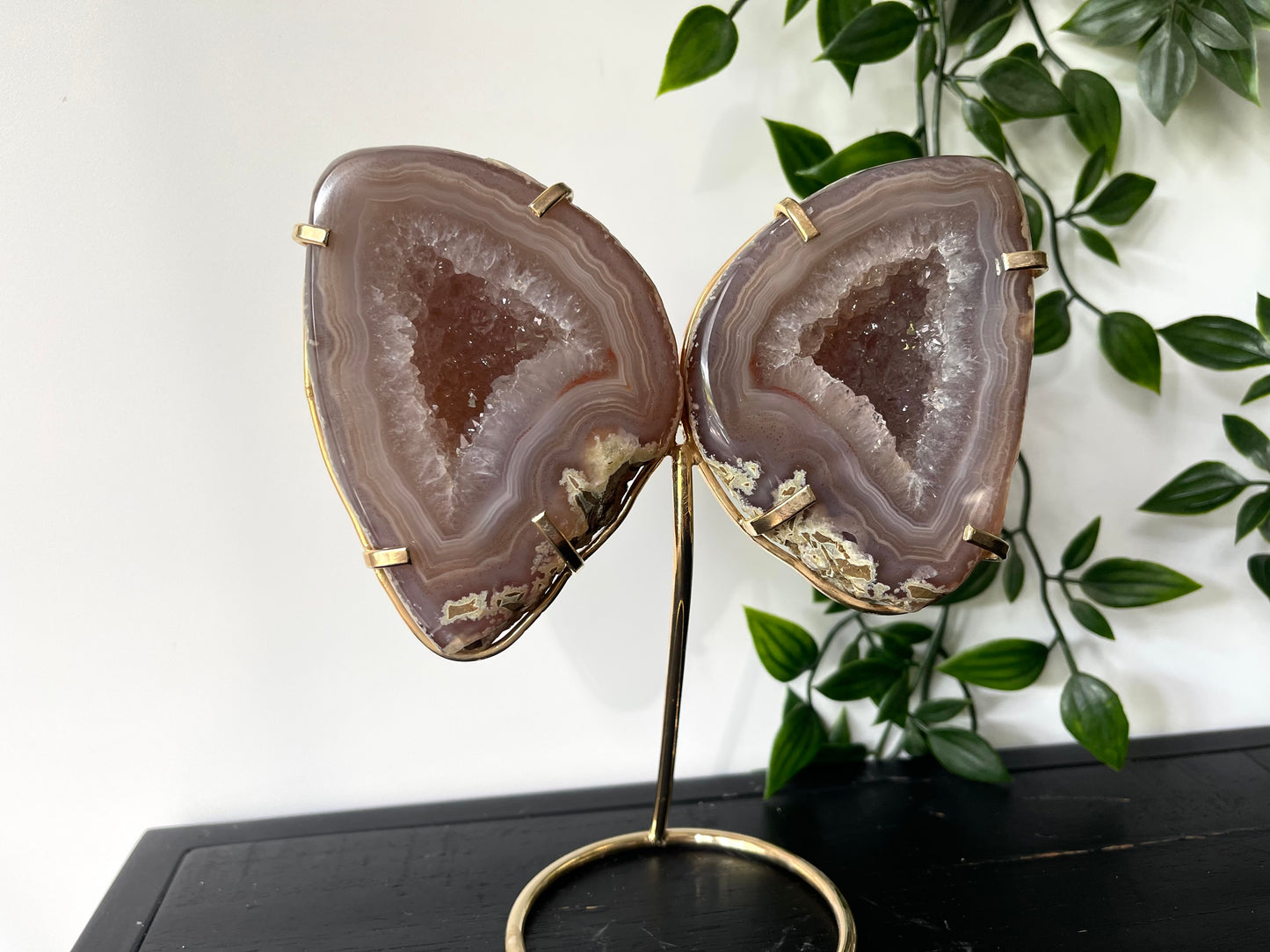 Agaat geode vlinder op standaard