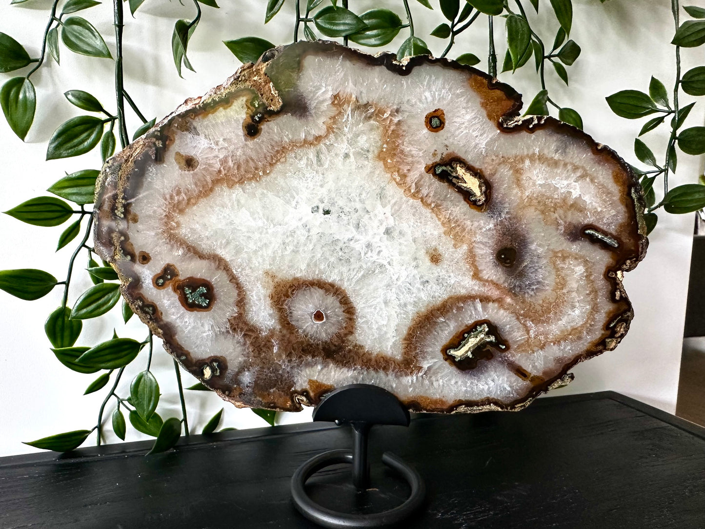 Agaat schijf A-kwaliteit op standaard