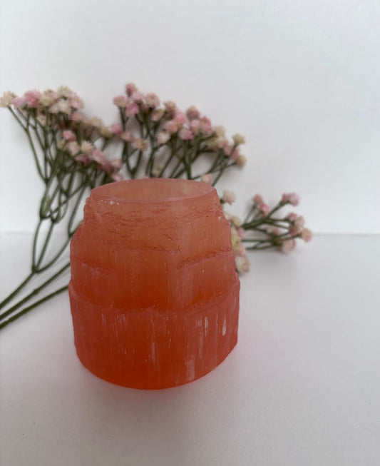Seleniet ijsberg waxinelichthouder oranje