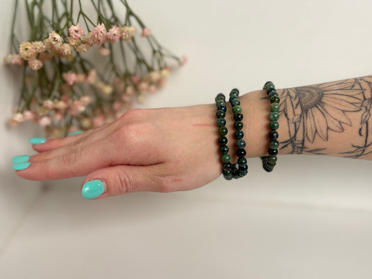 Mosagaat kogelarmband 6 mm kralen