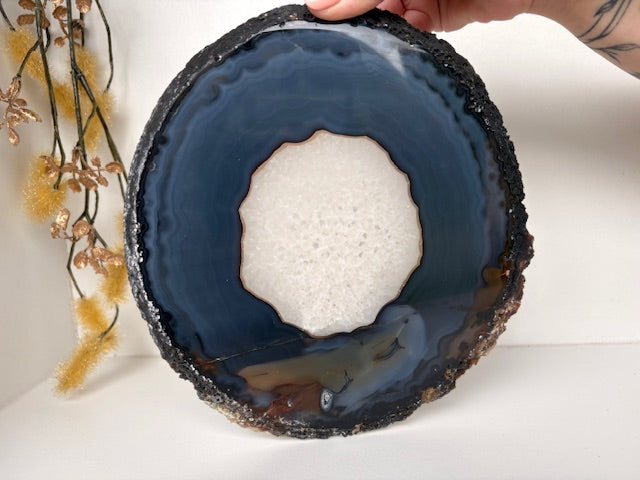 Agaat schijf blauw