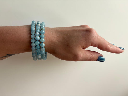 Aquamarijn kogelarmband 6 mm kralen