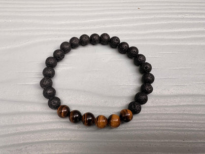 Lava/Tijgeroog herenarmband 8 mm