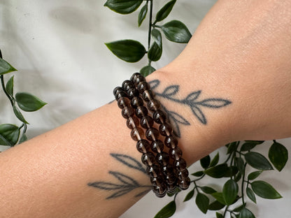 Rookkwarts armband 6mm kralen