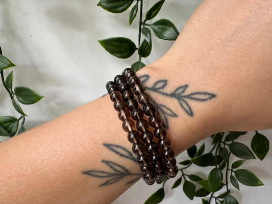 Rookkwarts armband 6mm kralen