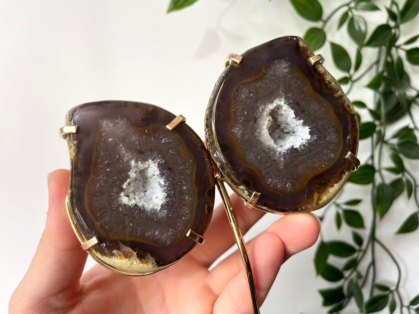 Agaat geode vlinder op standaard