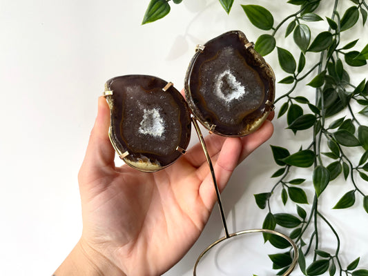 Agaat geode vlinder op standaard