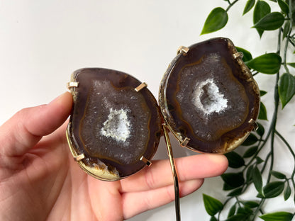 Agaat geode vlinder op standaard