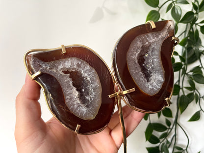 Agaat geode vlinder op standaard