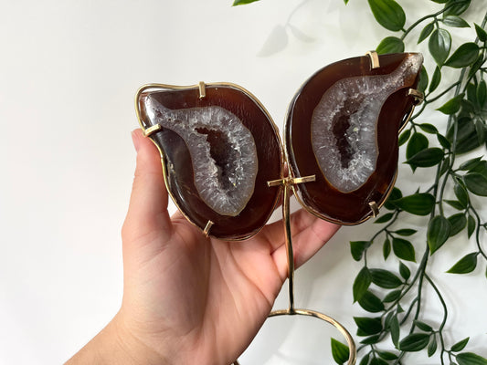 Agaat geode vlinder op standaard