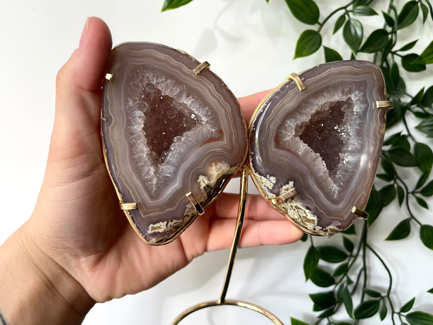 Agaat geode vlinder op standaard