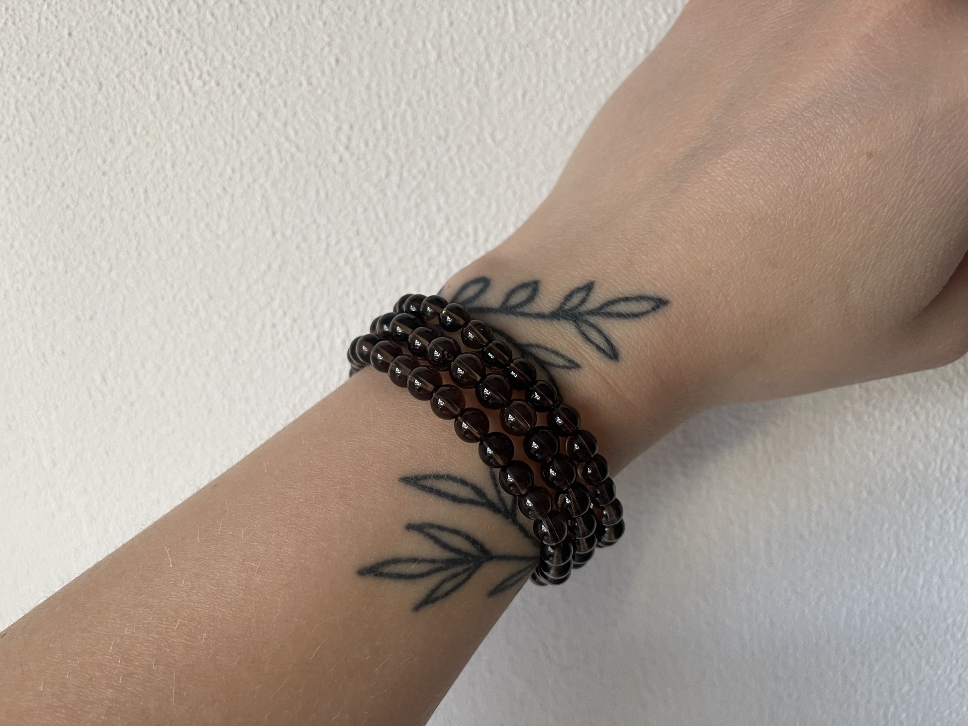 Rookkwarts armband 6mm kralen - Kristalkriebels