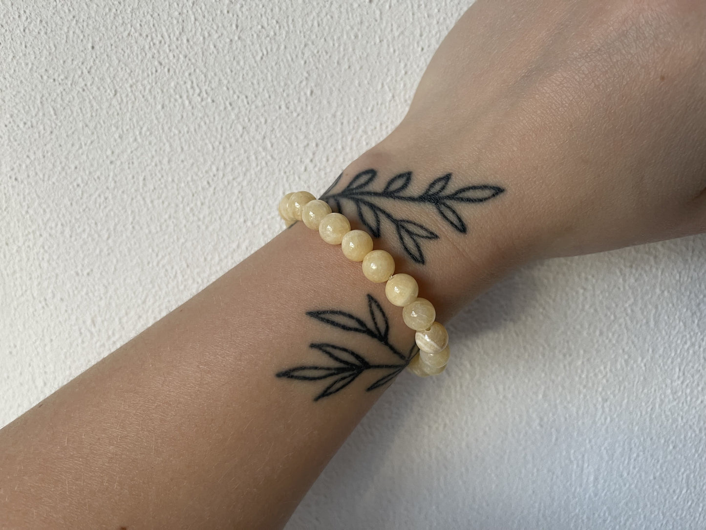 Gele Calciet armband kralen 8mm - Kristalkriebels